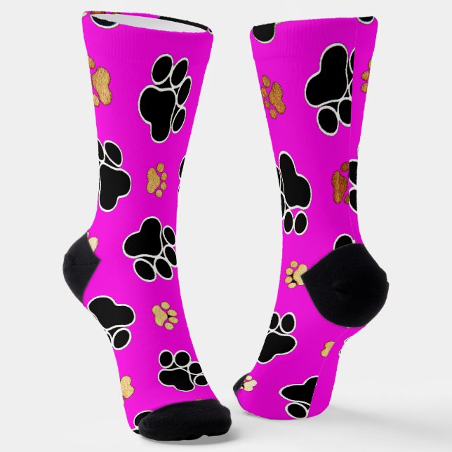 Calcetines Papel de perro canino negro y marrón rosa (Angular)