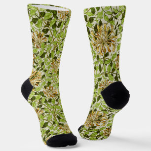 Calcetines Papel pintado floral de madreselva verde de Willia