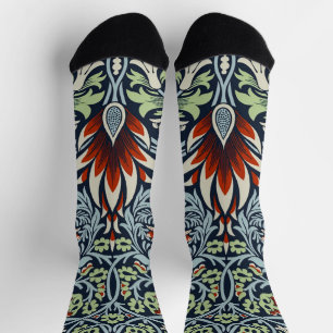 Calcetines Papel pintado floral Morris Navy Blue Snakeshead