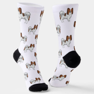 Calcetines Papillon Castaño Rojo Patrón de Perros de Dibujos 