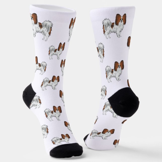 Calcetines Papillon Castaño Rojo Patrón de Perros de Dibujos  (Angular)