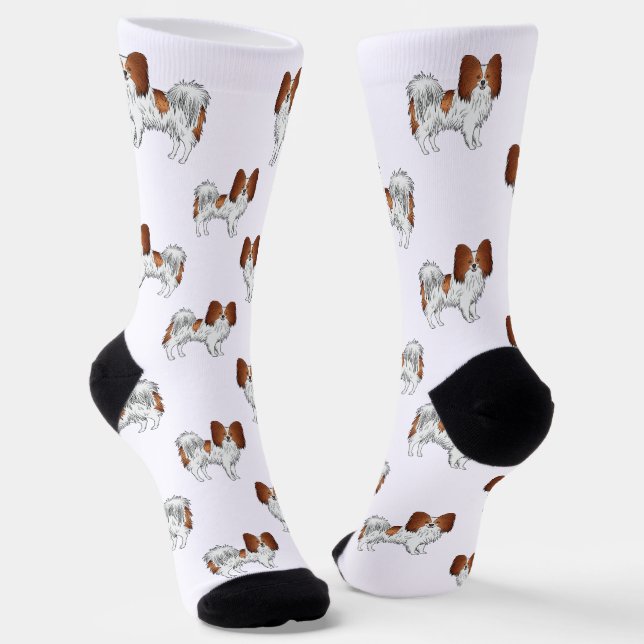 Calcetines Papillon Rojo Y Blanco Patrón De Perro De Dibujos  (Angular)