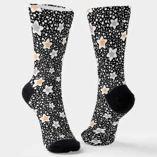 Calcetines Paquetes de polka negros y blancos retro con estre