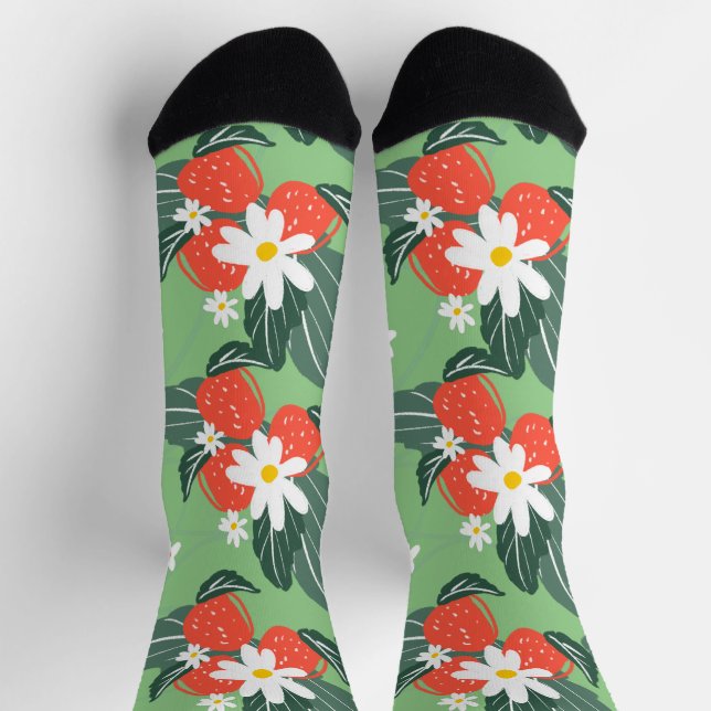 Calcetines Parche de recolección de fresas patrón de jardiner (Arriba)