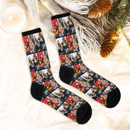 Calcetines Pareja de Navidad Moderna Personalizada 2 Cuadrícu