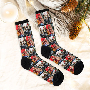 Calcetines Pareja de Navidad Moderna Personalizada 2 Cuadrícu