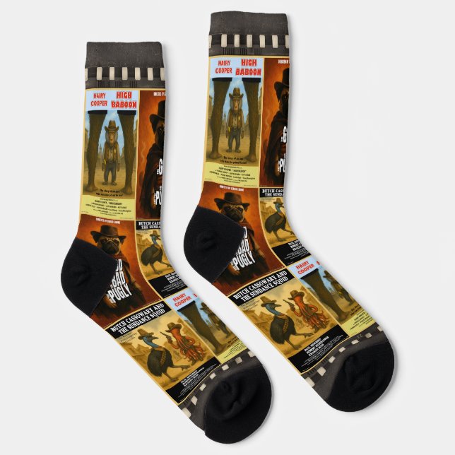 Calcetines Parodia de cartel de película western (Derecha)
