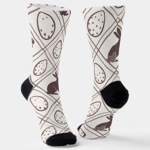 Calcetines Pascua de cuadros marrones  