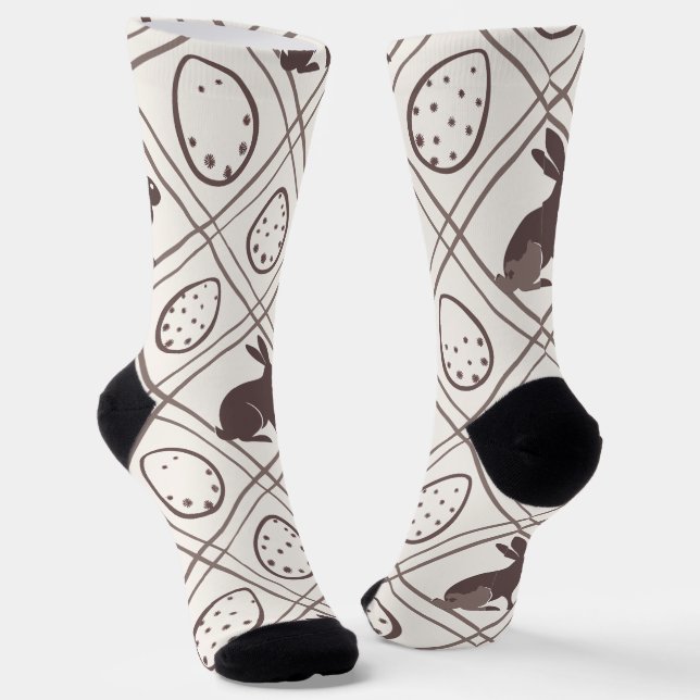 Calcetines Pascua de cuadros marrones   (Angular)
