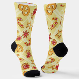 Calcetines Pastas de Navidades crudos Patrón ilustrado