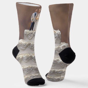 Calcetines Pastel Boda Blanco De Cinco Niveles Con Pareja Bri