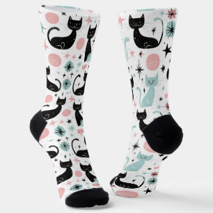 Calcetines Pastel de gatos retro