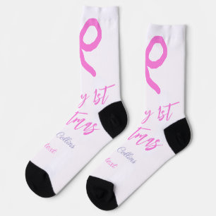 Calcetines Pastel rosa morado feliz primer Navidades doblar n