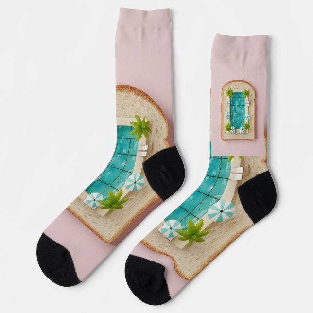 Calcetines Pastel Vaporwave Pool Toast (Izquierda)