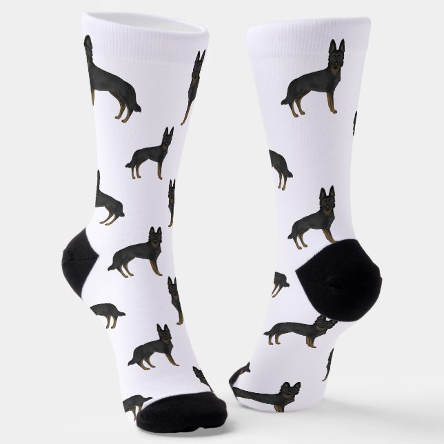 Calcetines Pastor Alemán Bi- Negro Patrón de Perro de Dibujos (Angular)