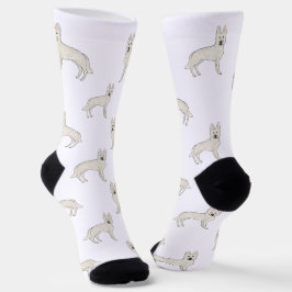 Calcetines Pastor Suizo Blanco Patrón de perro GSD lindo