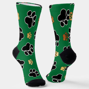 Calcetines Pata de perro canino de lujo negro y marrón