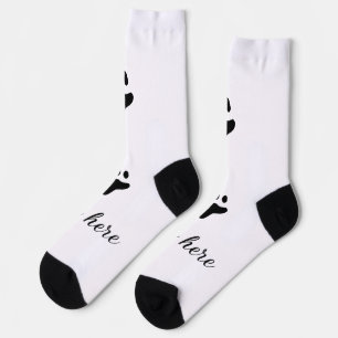 Calcetines Pata de perro mascota negro añadir nombre texto fo