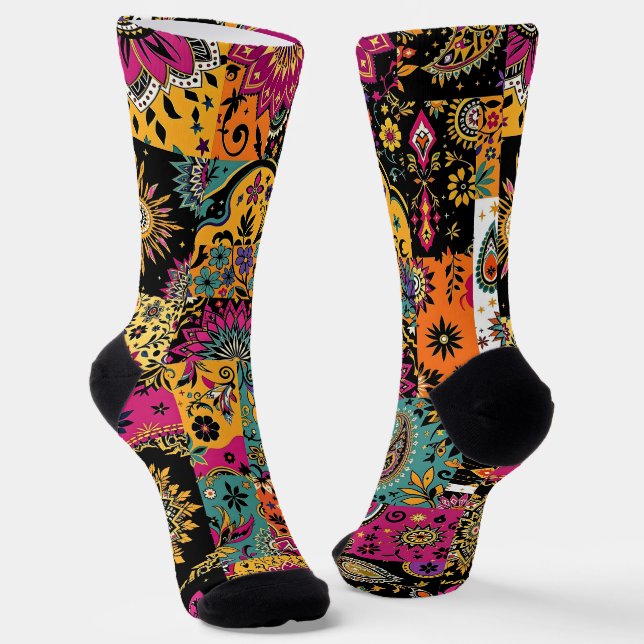 Calcetines Patchwork bohemias Mandala y Paisley Pattern (Angular)