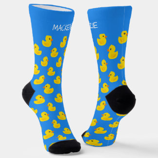 Calcetines Pato Amarillo Adorable Sobre Patrón Azul Personali