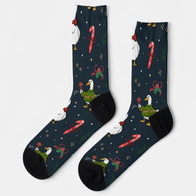 Calcetines patos de Navidad lindos (Izquierda)