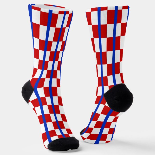 Calcetines Patriotic Checker Stripe Crew Socks (Angular)