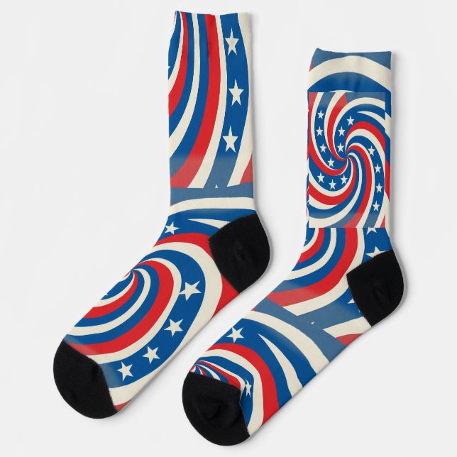 Calcetines Patriotic Swirling Stars & Stripes Bold USA Pride (Izquierda)