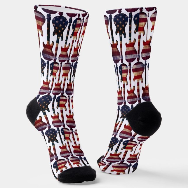 Calcetines Patriotismo de los Guitars de Estados Unidos (Angular)