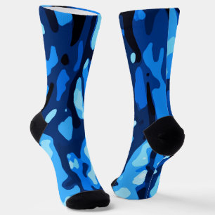 Calcetines Patrón abstracto azul de camo