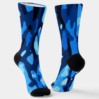 Calcetines Patrón abstracto azul de camo