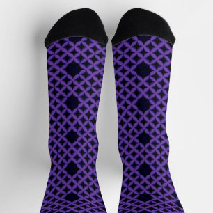 Calcetines Patrón abstracto con pétalos geométricos púrpura