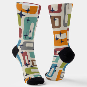 Calcetines Patrón abstracto retro moderno de mediados de sigl