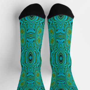 Calcetines Patrón abstracto turquesa chartreuse retro alucina