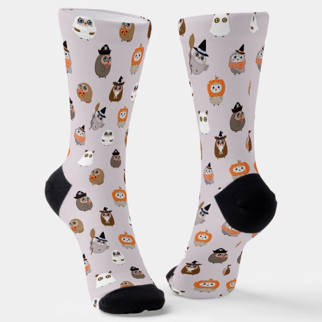 Calcetines Patrón adorable de búhos de Halloween (Angular)