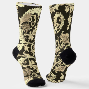 Calcetines Patrón antiguo de flores marrones