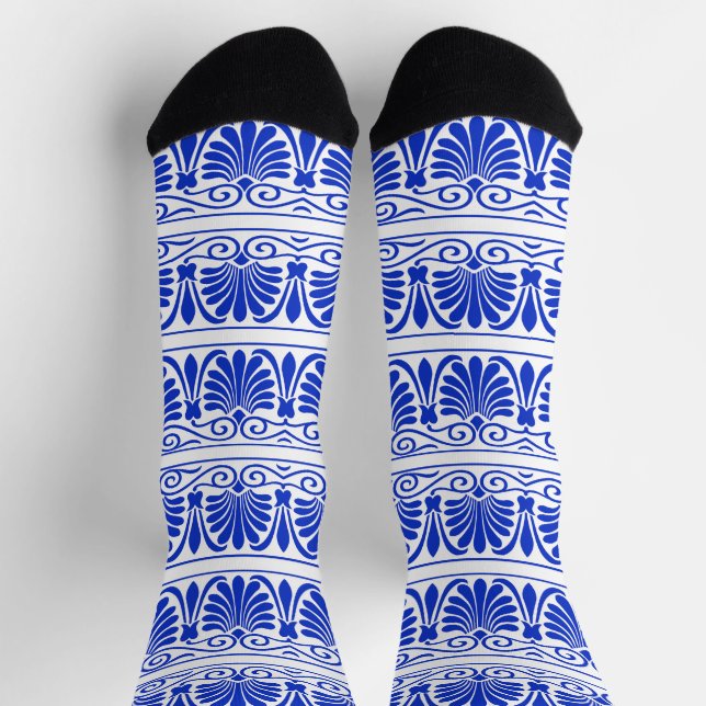 Calcetines Patrón árabe del Mediterráneo griego Azul (Arriba)