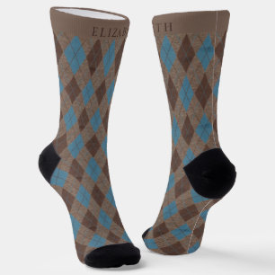 Calcetines Patrón argílico gris oscuro azul claro personaliza