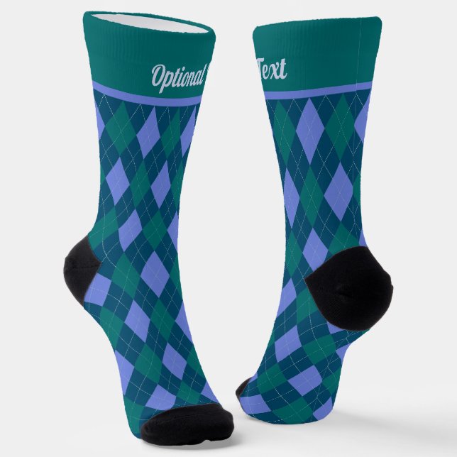 Calcetines Patrón argyle en azul y verde - tu texto en (Angular)