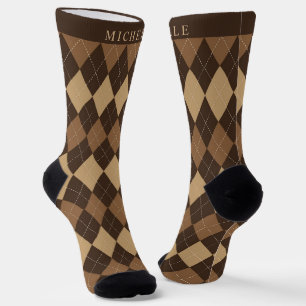Calcetines Patrón argyle marrón de chocolate negro claro pers