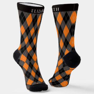 Calcetines Patrón Argyle Naranja gris negro personalizado