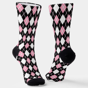 Calcetines Patrón argyle sin foco negro y rosa