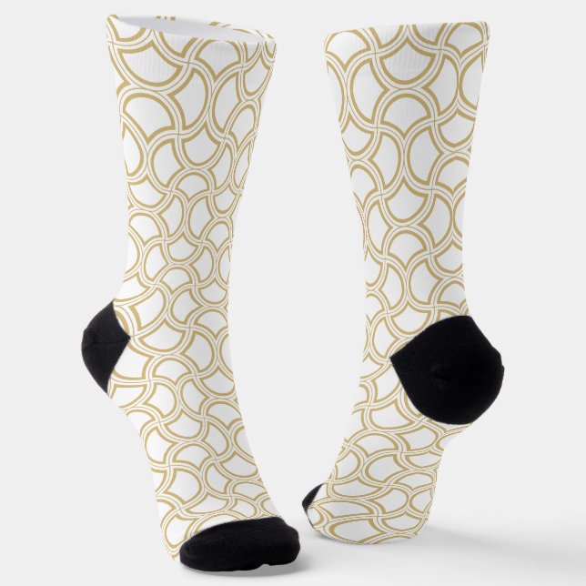 Calcetines Patrón Art Deco Blanco y Oro (Angular)