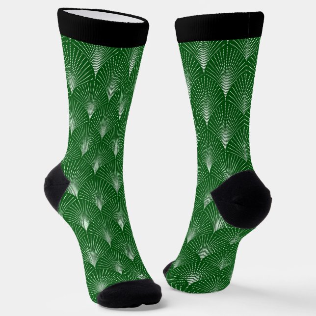 Calcetines Patrón Art Déco blanco y verde 3 Socks (Angular)