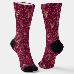 Calcetines patrón Art Deco con motivos de abanico geométrico