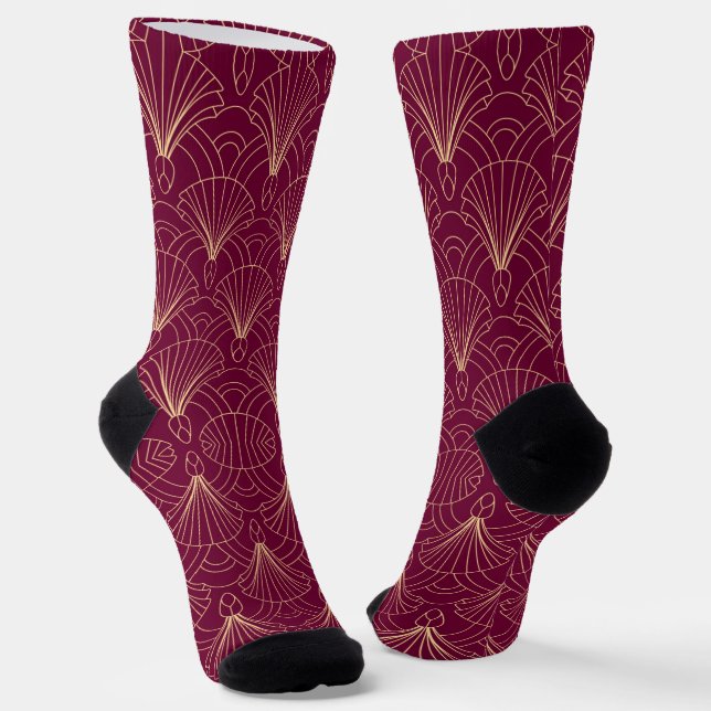 Calcetines patrón Art Deco con motivos de abanico geométrico  (Angular)