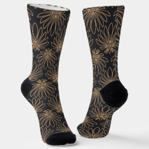 Calcetines patrón Art Deco con motivos florales dorados