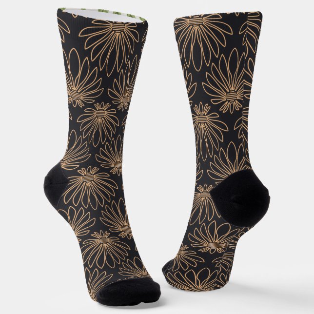 Calcetines patrón Art Deco con motivos florales dorados (Angular)