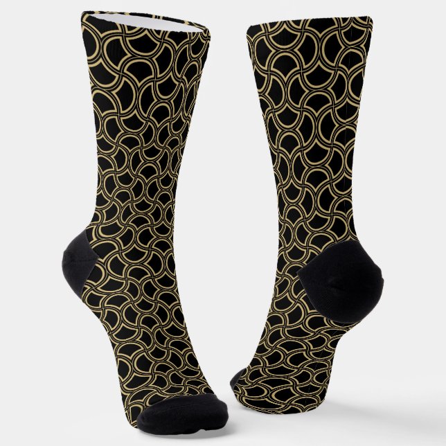 Calcetines Patrón Art Déco dorado y blanco (Angular)