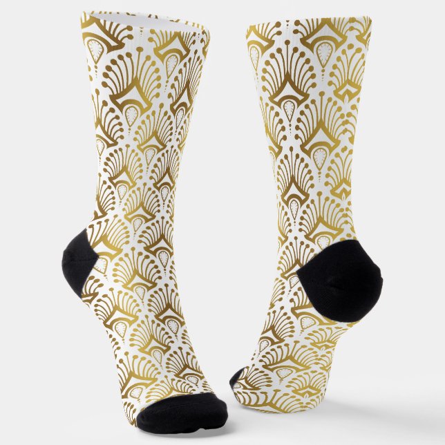 Calcetines Patrón Art Déco dorado y blanco 3 Socks (Angular)