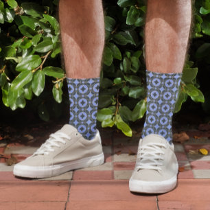 Calcetines patrón art deco en azul y negro